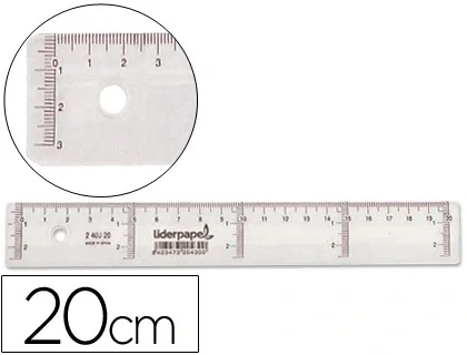 Liderpapel Regla de plástico transparente 20 cm Liderpapel Regla de plástico transparente 20 cm
