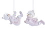 DKD Home Decor Decoracion Colgante Navidad Fantasia Rosa Blanco Resina 4 x 8.5 x 7.5 cm (8 Unidades)
