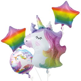 Party Time Juego De 4 Globos Tema Unicornio Licorne