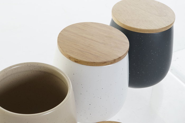 DKD Home Decor Bote de Gres y Rubberwood Lianfeng 21 Surtido de 3 DKD Home Decor Bote de Gres y Rubberwood Lianfeng 21 Surtido de 3