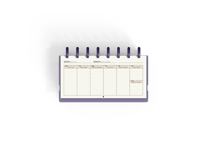 Carchivo Ingeniox Planificador Semanal My Week Malva 105x210 mm - 52 Semanas Sin Fecha y To-Do List, Papel Premium FSC