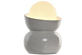 DKD Home Decor Lámpara de Sobremesa de Cerámica y Cristal Blanco