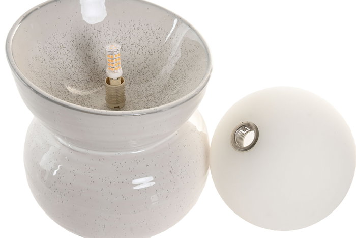 DKD Home Decor Lámpara de Sobremesa de Cerámica y Cristal Blanco