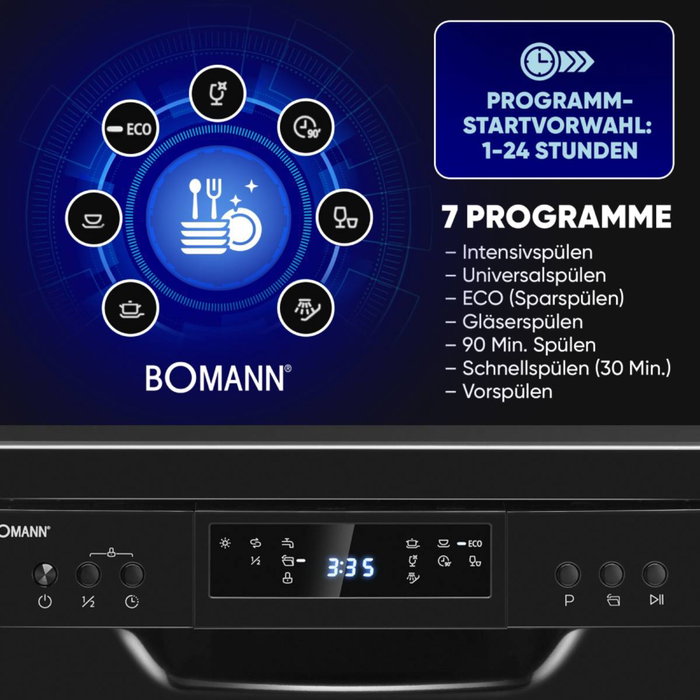 Bomann GSP 7418 Lavavajillas Negro 45 cm
