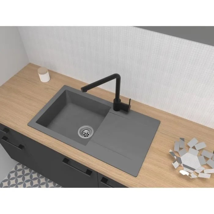 Stradour EINNA 16 Fregadero construido en SMC Gris Beton - 1 tazón, 78 x 43.5 cm, vaciado manual Stradour EINNA 16 Fregadero construido en SMC Gris Beton - 1 tazón, 78 x 43.5 cm, vaciado manual