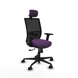 PIQUERAS Y CRESPO Silla de oficina Yunquera con mecanismo Sincro, Morado y Negro