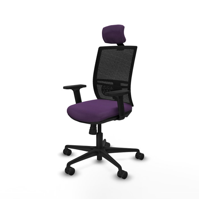 PIQUERAS Y CRESPO Silla de oficina Yunquera con mecanismo Sincro, Morado y Negro