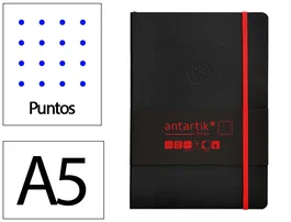 Antartik Cuaderno A5 Tapa Blanda Hojas Puntos Negro y Rojo 80 Hojas 80gr FSC