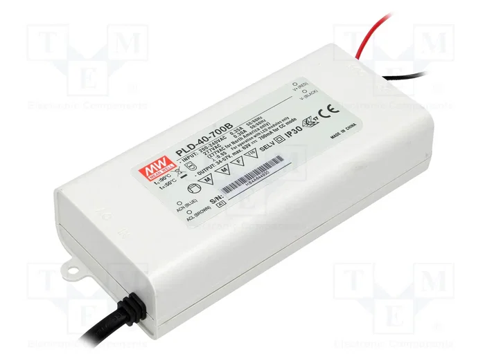 MEAN WELL PLD-40-700B Alimentador LED 39,9W 700mA MEAN WELL PLD-40-700B Alimentador LED 39,9W 700mA