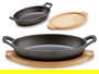 Kinvara Bandeja para Horno Oval, Hierro Forjado con Asas de Bambú, Gris y Madera, Apta para Horno hasta 260°C, 22.5 x 12.5 x 4.5 cm (Set de 12)