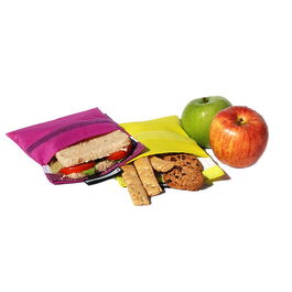 Roll Eat Porta Snacks Reutilizables Lila y Amarillo 2 uds (14x14cm y 20x20cm) Libre de BPA