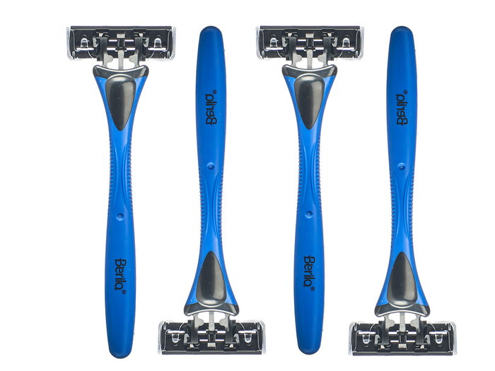 Berilo Set 4 Maquinillas de Afeitar 3 Hojas, Color Azul, Dimensiones 11x21x4 cm (Set de 24) Berilo Set 4 Maquinillas de Afeitar 3 Hojas, Color Azul, Dimensiones 11x21x4 cm (Set de 24)