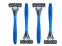 Berilo Set 4 Maquinillas de Afeitar 3 Hojas, Color Azul, Dimensiones 11x21x4 cm (Set de 24)