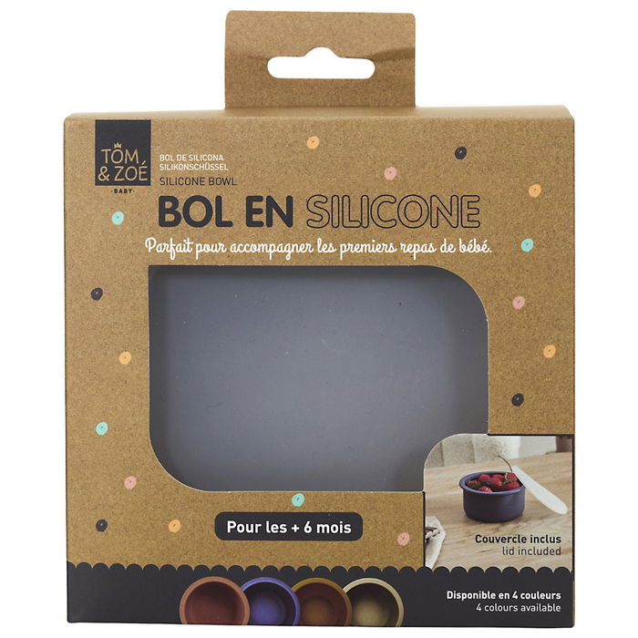 Tom et Zoe Bol de Silicona con Tapa, Diámetro 12.5 cm