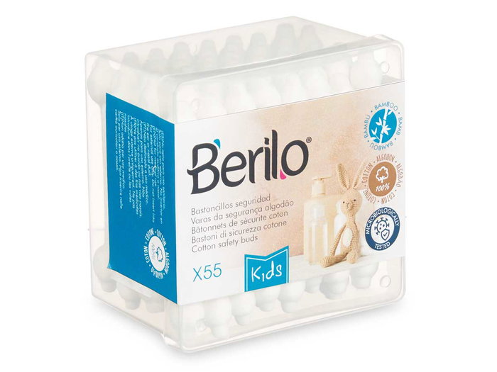 BERILO Caja de 48 Bastoncillos de Oídos de Bambú para Bebé