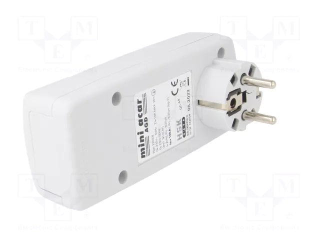 HSK DATA Regleta de alimentación ACAR MINI AGD, 2 tomas, blanco