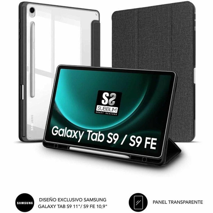 Subblim Funda Clear Shock SmartCover para Samsung Galaxy Tab S9 11'' y S9 FE 10,9'', Negro