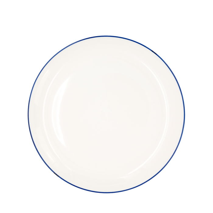 SUMMA Alacena Azul Plato Llano de Porcelana 26 cm, Colección Decorada, Vajilla, Blanco Marfil con Detalles Azul (Set de 4)