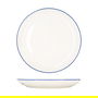SUMMA Alacena Azul Plato Llano de Porcelana 26 cm, Colección Decorada, Vajilla, Blanco Marfil con Detalles Azul (Set de 4)