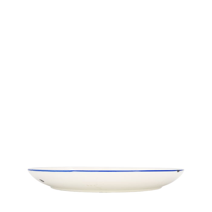 SUMMA Alacena Azul Plato Llano de Porcelana 26 cm, Colección Decorada, Vajilla, Blanco Marfil con Detalles Azul (Set de 4)