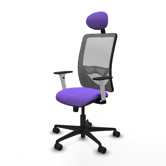 PIQUERAS Y CRESPO Silla de oficina Zulema con mecanismo Sincro, Tela Lila y Malla Gris PIQUERAS Y CRESPO Silla de oficina Zulema con mecanismo Sincro, Tela Lila y Malla Gris