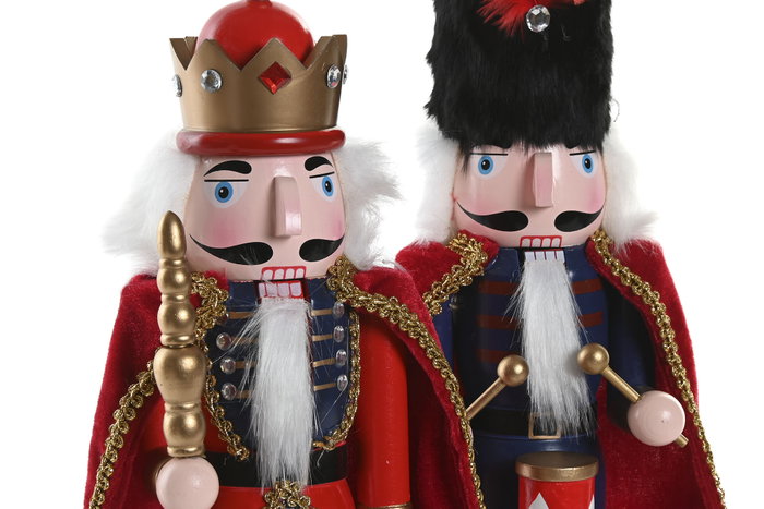 DKD Home Decor Figura de Madera Cascanueces Multicolor Pack de 2
