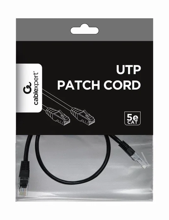 Gembird Cable de red UTP Cat5e 0,5 m Negro PP12-0.5M/BK