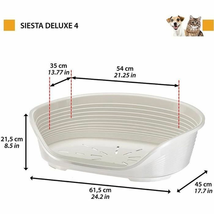 Ferplast Cesta Siesta Deluxe Tamaño 4 - Gris Claro