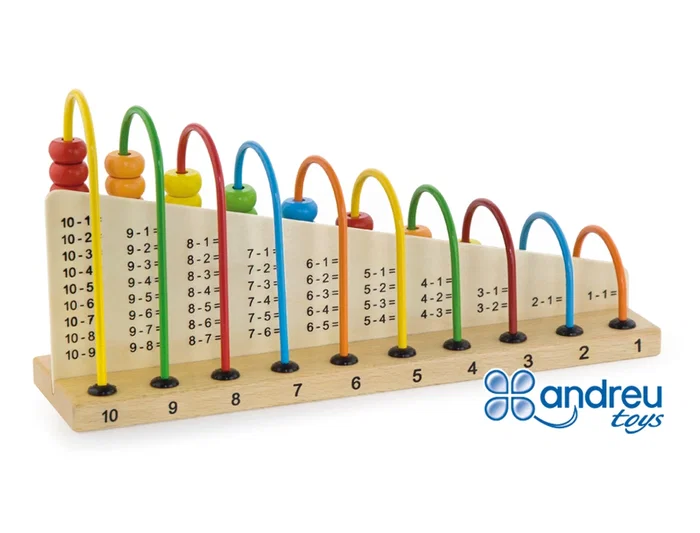 Andreutoys Ábaco de Madera para Sumar y Restar Didáctico 29x14,5x7,5 cm