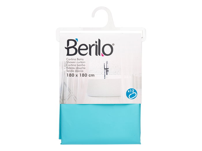 Berilo Cortina de Baño Transparente Azul 180 x 180 cm (Set de 12)