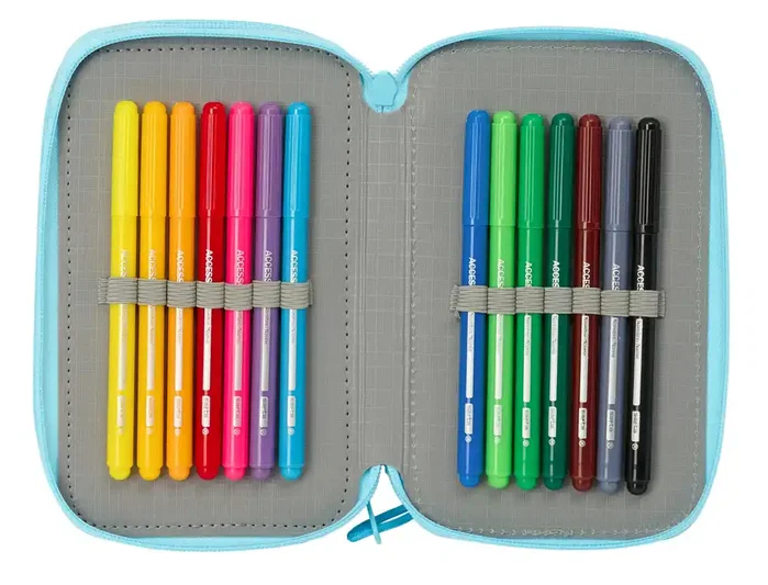 Safta Plumier Blackfit8 pétalos Triple Cremallera 37 Pcs