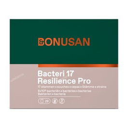 Bonusan Bacteri 17 Expert Resilience Pro - Probiótico con 17 Cepas, 8 Mil Millones UFC, 28 Sobres - Para Flora Intestinal, Digestión e Inmunidad - Adultos y Niños +12 Años