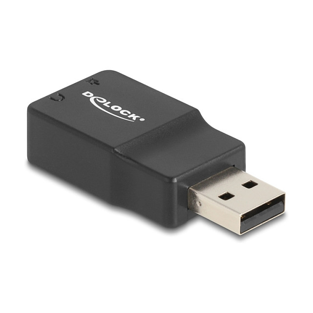 DeLOCK 66634 Tarjeta de sonido externa USB 2.0 Tipo-A a 2 x 3,5 mm Negro