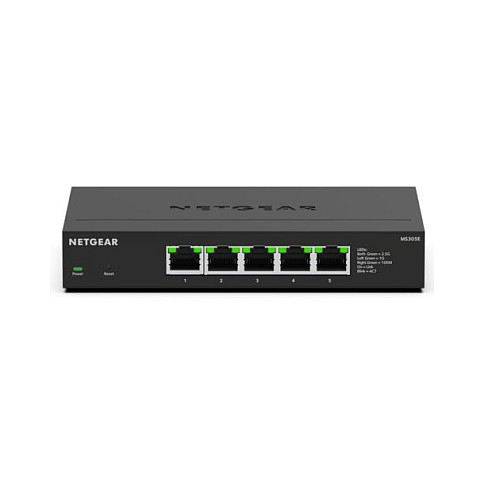 NETGEAR MS305E Switch de Escritorio 5 Puertos Multi-Gigabit No Administrado 2.5G Ethernet (100/1000/2500 Mbps), Full Duplex, QoS, Montaje en Pared