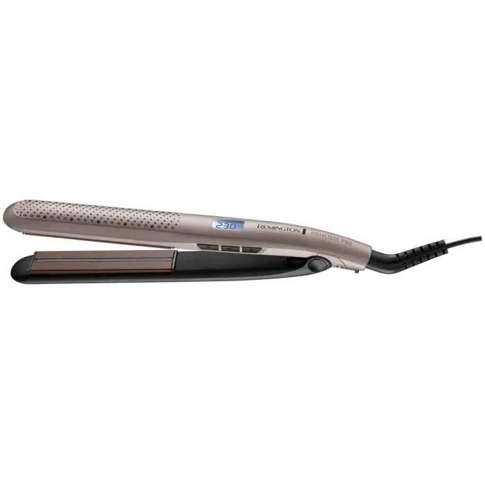 Remington REM5038061112887 Plancha de Pelo Aqualisse PRO, 230°, 10 Temperaturas, Apagado Automático, Bolsa Almacenamiento