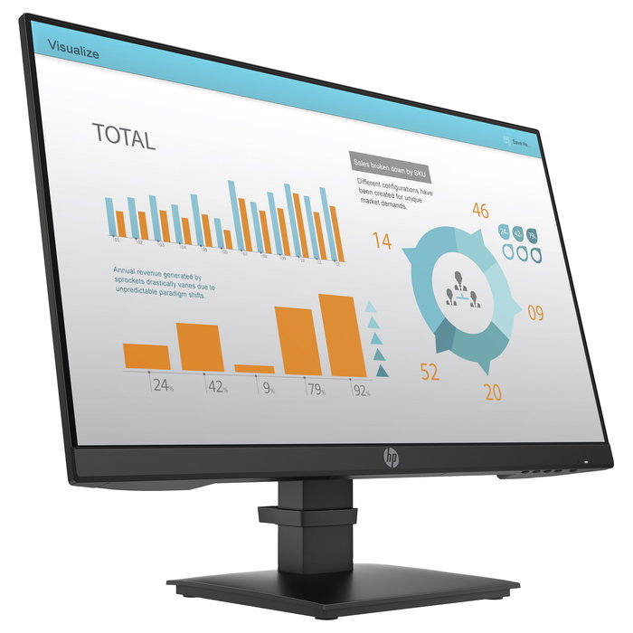 HP Monitor P24 G4 de 60,5 cm (23.8") Full HD 1920x1080 IPS, 75Hz, 5ms, HDMI, DisplayPort, VGA, Montaje VESA, Negocios, Negro