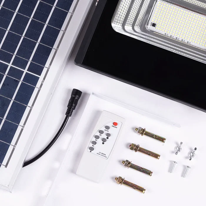 Proyector LED Solar 120W 4000K con Panel y Batería Incluidos, Control Remoto [HO-SOLARFL-120W-01-W]
