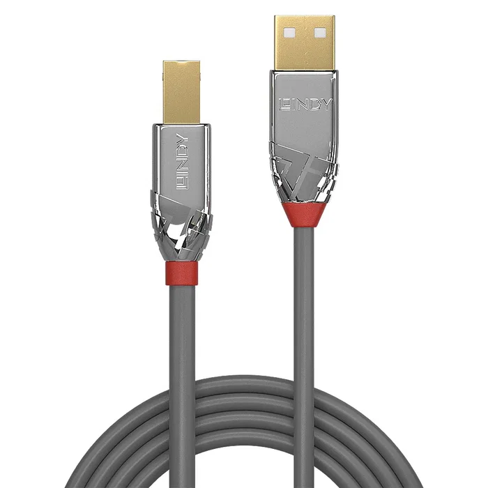 Lindy Cromo Line Cable USB 2.0 de Tipo A a Tipo B, 2m, Gris