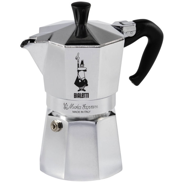 Bialetti Moka Express 4TZ, 4 tazas, Aluminio, Plata/Negro Bialetti Moka Express 4TZ, 4 tazas, Aluminio, Plata/Negro