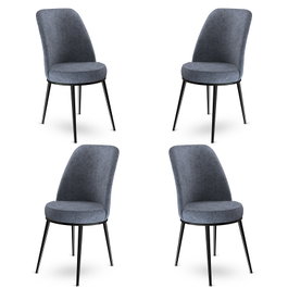 Hanah Home Juego de Sillas Humo y Negro, Metal y Tela Babyface, Elegantes y Modernas para Sala de Estar o Comedor