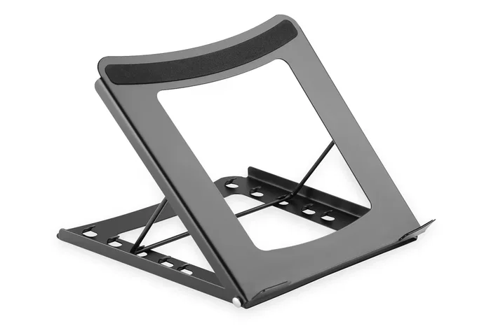 Digitus DA-90368 Soporte Plegable y Ajustable para Portátil hasta 15" (38,1 cm) - Negro, 5 Niveles de Ángulo, Carga 5 kg, Estructura Abierta