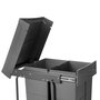 Emuca Contenedor de reciclaje para fijación inferior y extracción manual en mueble de cocina Recycle 2x25litros, Plástico gris antracita