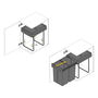 Emuca Contenedor de reciclaje para fijación inferior y extracción manual en mueble de cocina Recycle 2x25litros, Plástico gris antracita