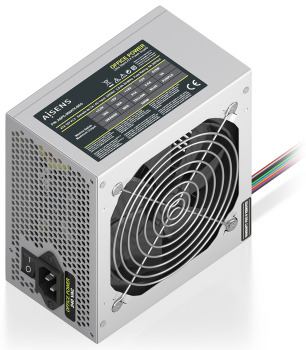 AISENS Fuente de Alimentación ATX 500W Plata OEM