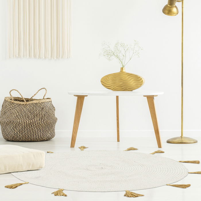 Home Deco Factory Alfombra Mirage Flecos Beige Diámetro 90 cm