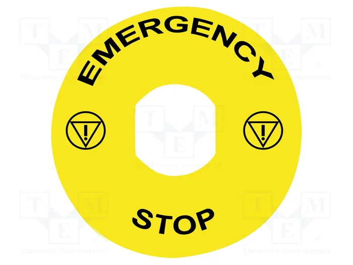 Schneider Electric Etiqueta Harmony XB4 EMERGENCY STOP, Amarillo, Ø90mm Schneider Electric Etiqueta Harmony XB4 EMERGENCY STOP, Amarillo, Ø90mm