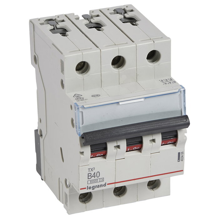 Legrand TX3 Disyuntor en miniatura Tipo B 40A 3-polig 6kA 400VAC 3TE Legrand TX3 Disyuntor en miniatura Tipo B 40A 3-polig 6kA 400VAC 3TE