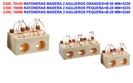 Ratonera de madera con 3 agujeros de 28 mm pequeña