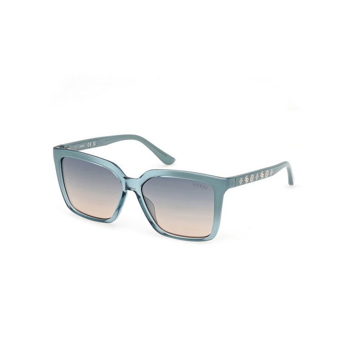 Guess Gafas de Sol GU00099 89W para Mujer - Forma Cuadrada, Montura Turquesa, Cristal Azul Degradado 55 mm, Patilla 140 mm