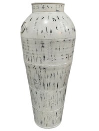 DKD Home Decor Ánfora de Metal Decape Blanco 57x57x139 cm